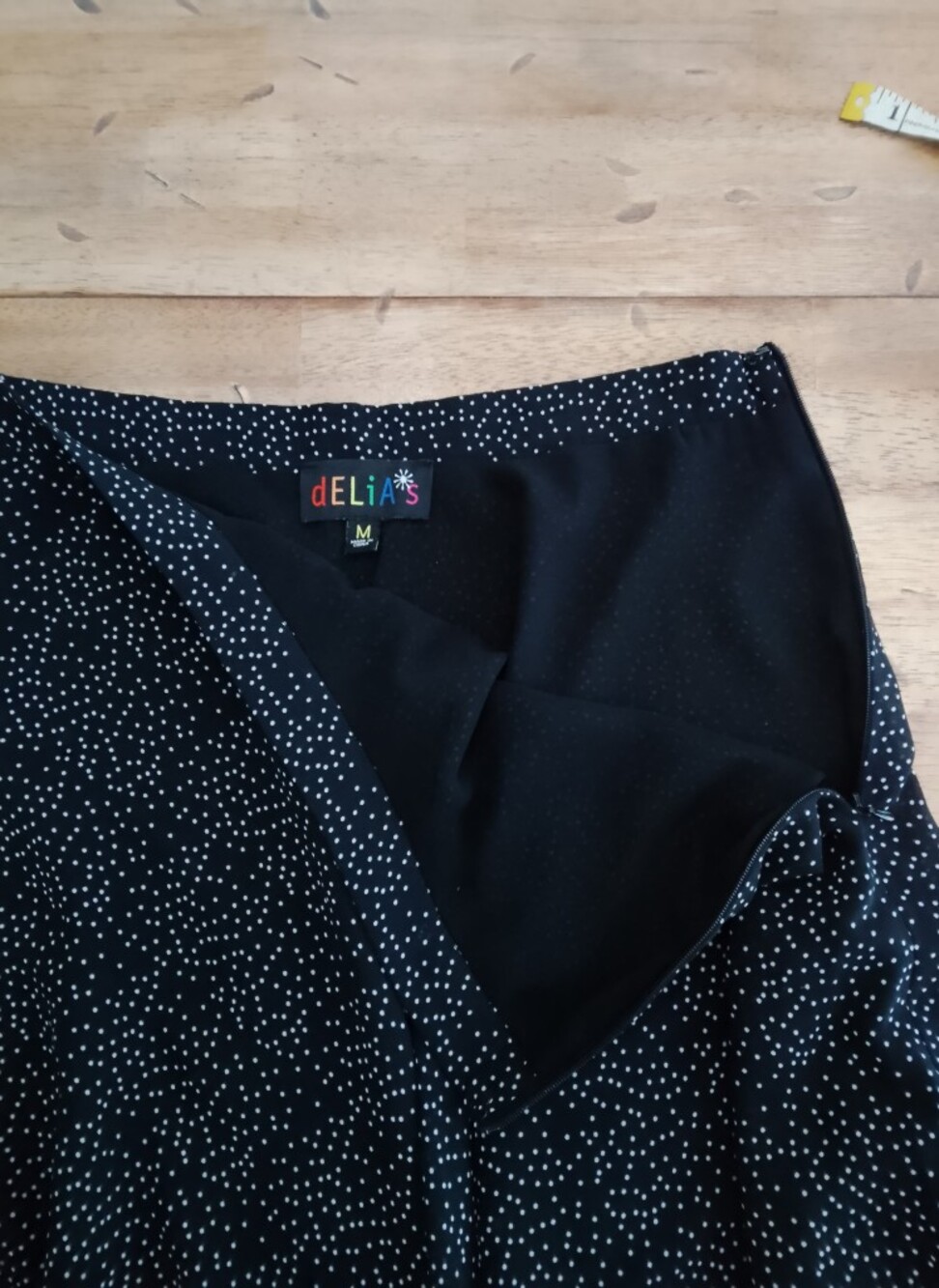 Y2K dELiA*s Black Maxi Skirt with White Dot Print Preppy - Picture 5 of 6